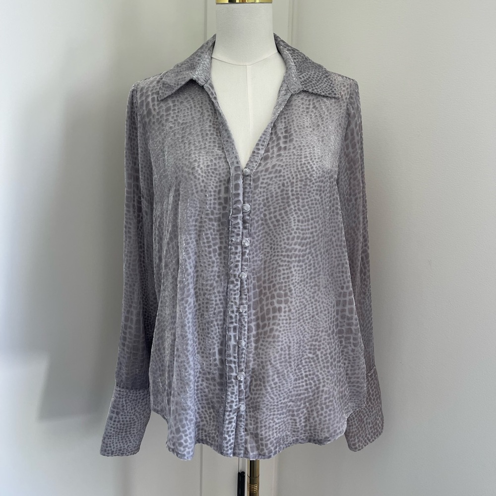 PAIGE Toscani Burnout V-Neck Button-Up Blouse